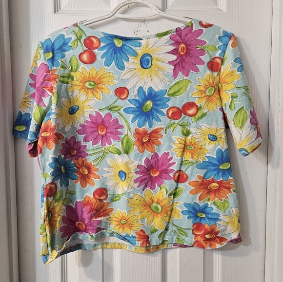 Vintage SML SPORT Colorful Floral Print Top - Picture 4 of 6